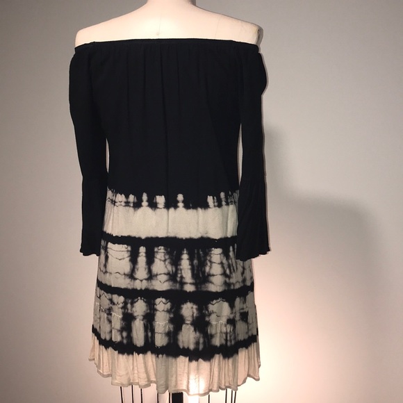 Tinley dark gray tie dye off shoulder dress▪️ sz L - Picture 6 of 8